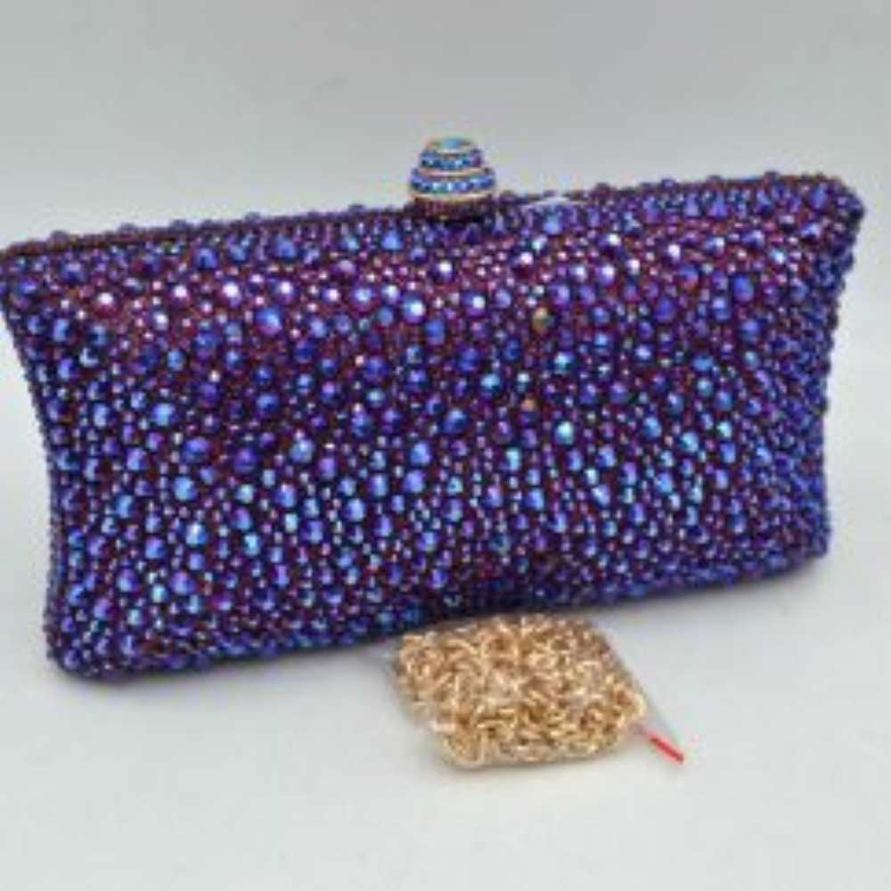 Rhinestone Embellished Box Clutch Bag with Removable Chain Strap