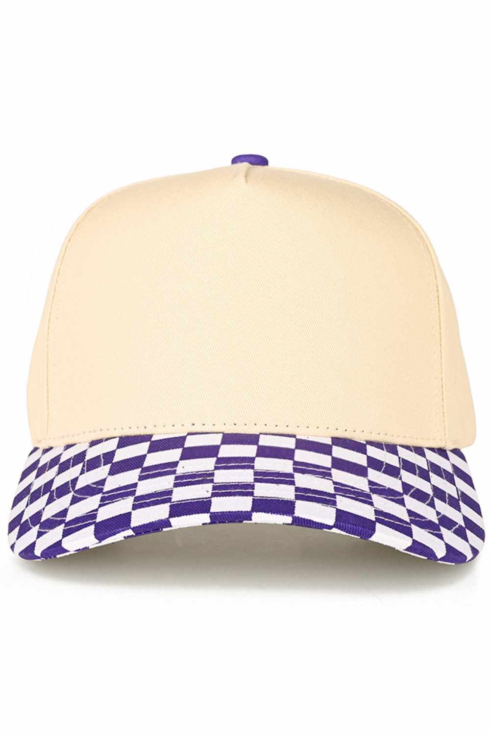 C.C Check Board Pattern Print Two Tone Canvas Trucker Hat