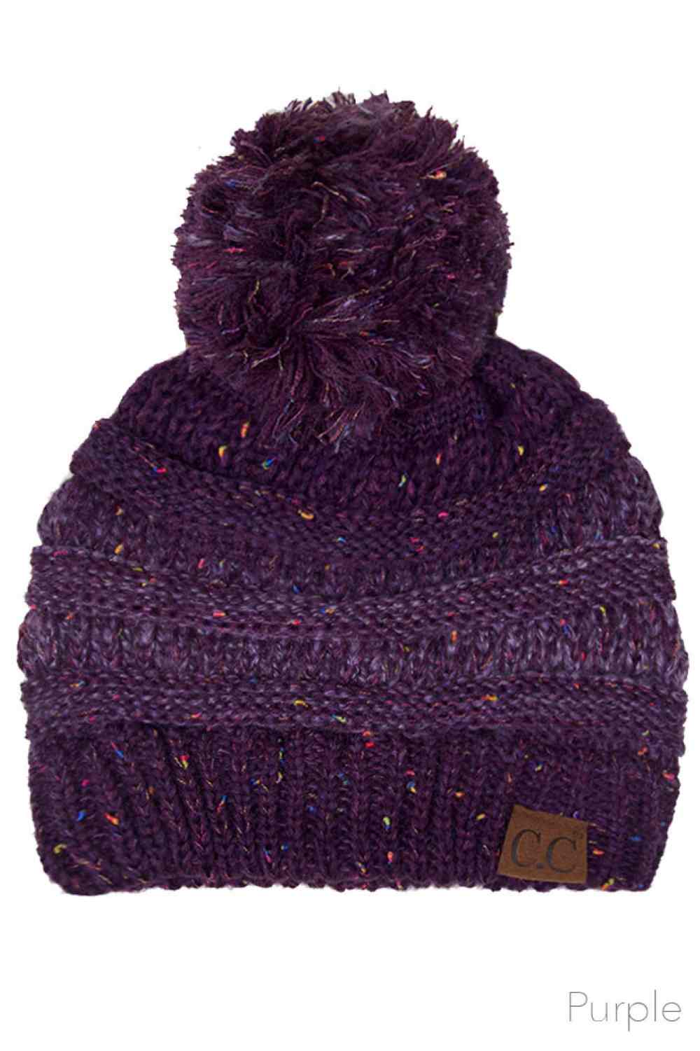 C.C Confetti Knit Beanie with Pom