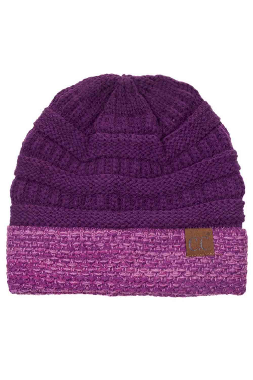 C.C Two Tone Cable Knit Beanie