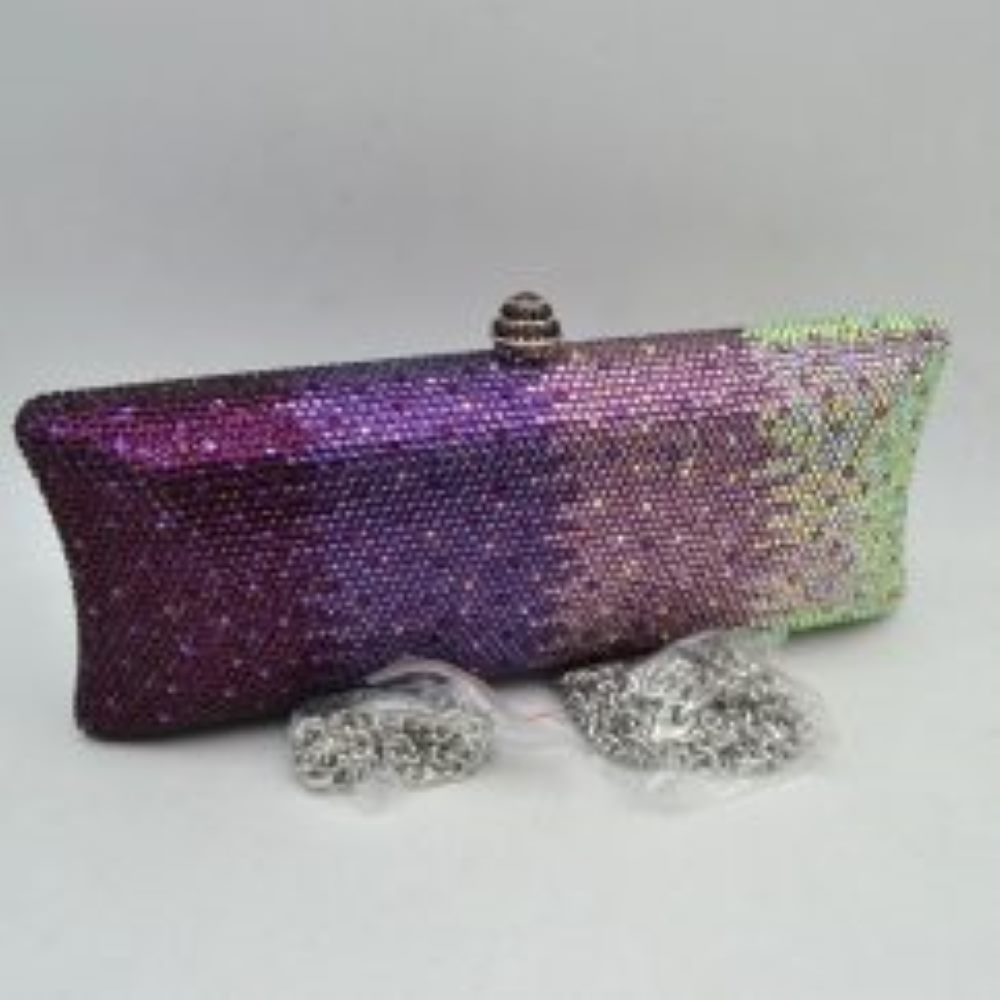 Elongated Evening Clutch Bag with Slender Chain Strap