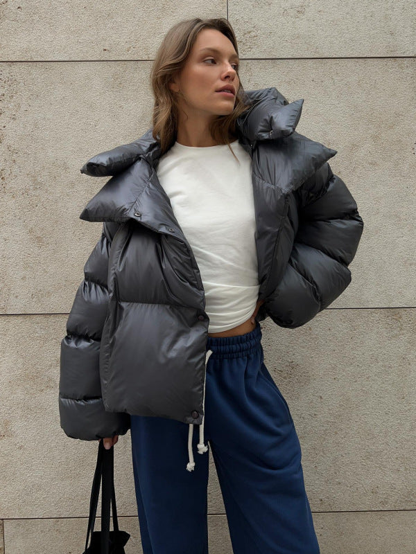Manteau matelassé bouffant en polyester pour femme 