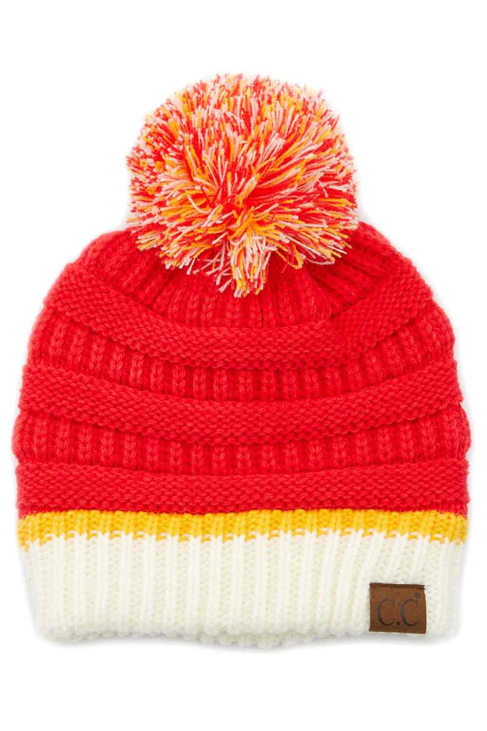 C.C Teal Color Ribbed Beanie With Pom