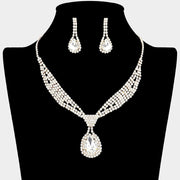 Rhinestone Pave Teardrop Collar Necklace