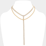 Gold Dipped Rhinestone Y Necklace