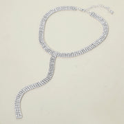 Silver Dipped Y Shaped Rhinestone Necklace