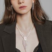 Rhinestone Pave Fringe Necklace