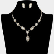 Marquise Stone Accent Rhinestone Paved Necklace