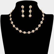Floral Crystal Rhinestone Collar Necklace