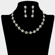 Floral Crystal Rhinestone Collar Necklace