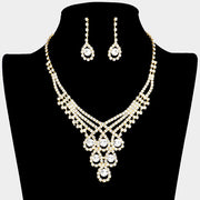 Crystal Rhinestone Teardrop Glass Necklace