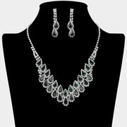 Crystal Rhinestone Teardrop Cluster Necklace