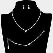 3PCS - Pearl Accented Rhinestone Necklace Jewelry Set