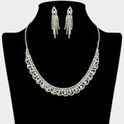 Round Stone Accented Rhinestone Paved Collar Necklace