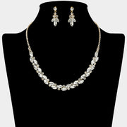 Round Marquise Stone Cluster Rhinestone Necklace