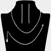 Rhinestone Paved Chain Necklace Jewelry Set