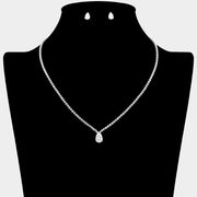 Teardrop CZ Stone Cluster Pendant Necklace