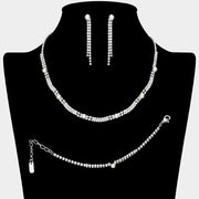Pearl Cluster Pointed Rhinestone Paved Necklace Jewelry Set