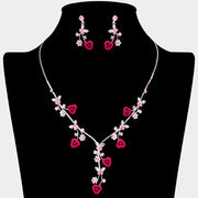 Colored Rose Vine Butterfly Stone Cluster Rhinestone Paved Necklace