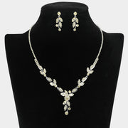 Rhinestone Paved Marquise Stone Stem Necklace