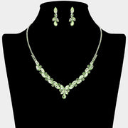 Teardrop Marquise Stone Cluster Embellished Rhinestone Paved Necklace