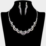 Rhinestone Paved Layered Scallop Necklace