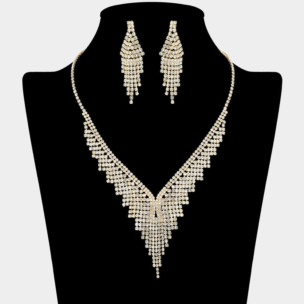 Rhinestone Paved Fringe Accent Necklace