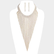 Rhinestone Pave Fringe Choker Necklace