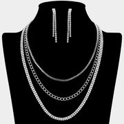 CZ Stone Paved Chain Layered Necklace