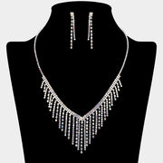Cascading Fringe Rhinestone Necklace