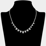 Round CZ Stone Dangle Necklace
