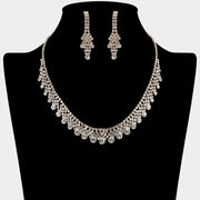 Round Stone Tip Rhinestone Paved Collar Necklace