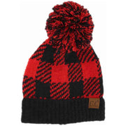 Buffalo Print Jacquard Knit Pom C.C Beanie