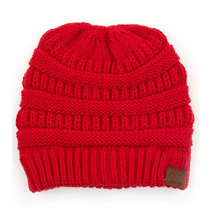 C.C CRISS CROSS PONYTAIL KNIT BEANIE