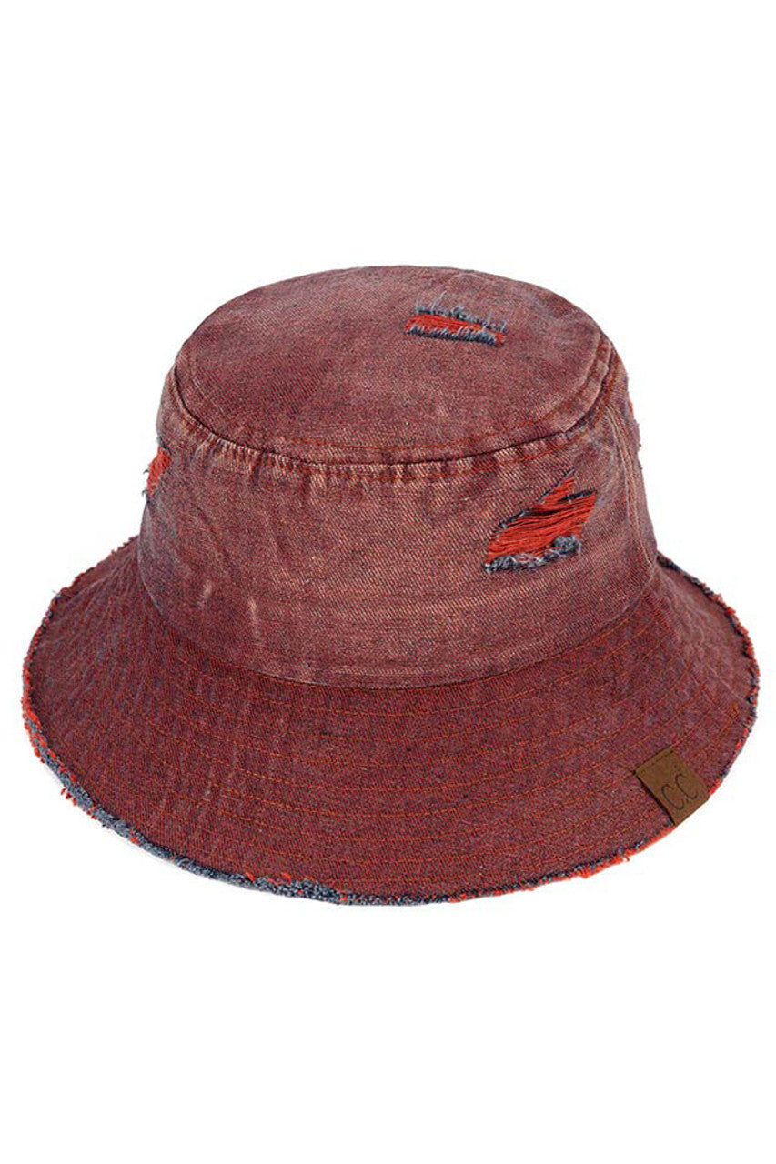 C.C STONE WASHED DENIM BUCKET HAT