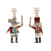 Enamel Nutcracker Mouse King Dangle Earrings
