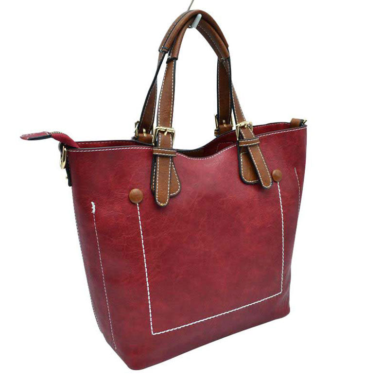 Vegan Leather Tote Shoulder Handbags For Women