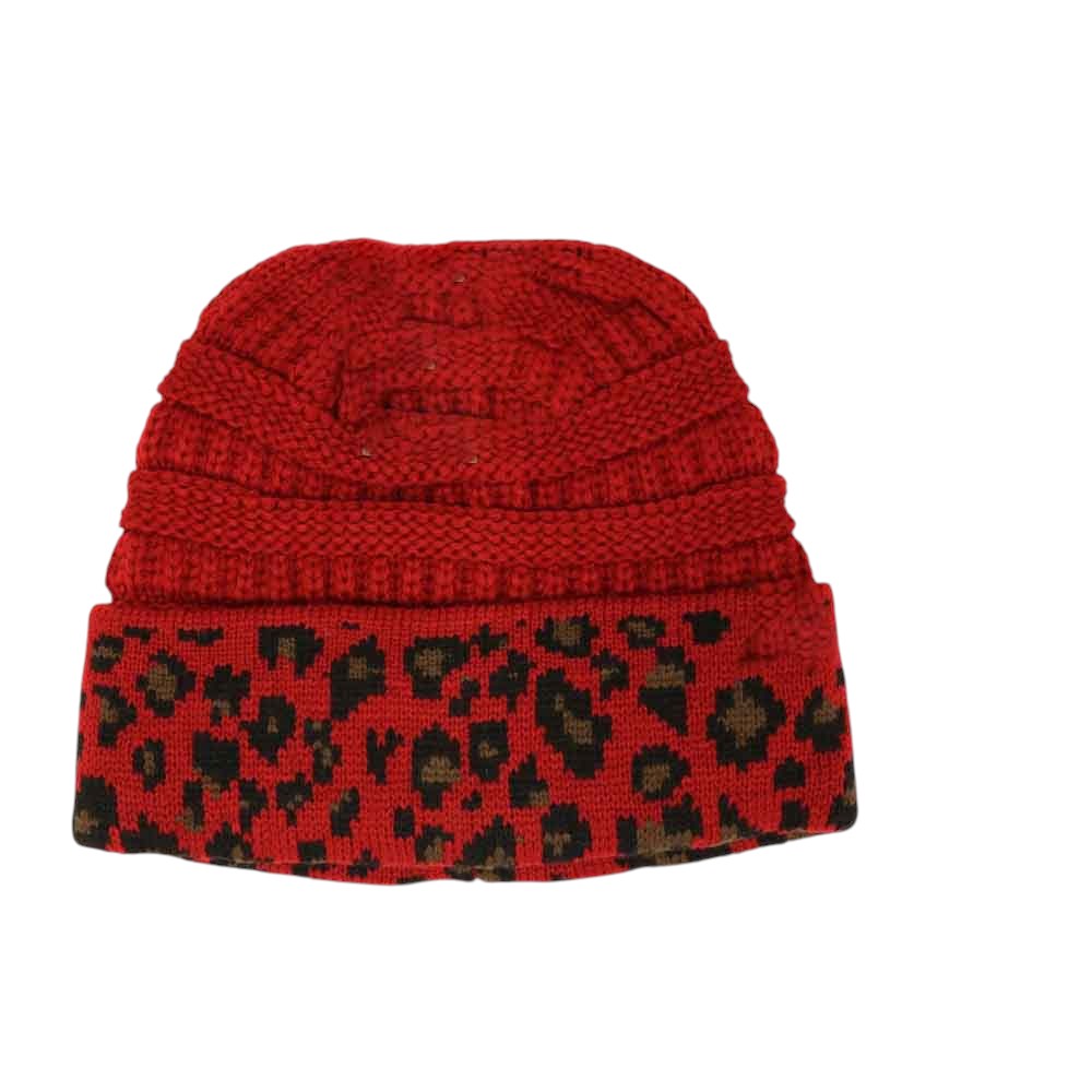 Matching Cuff Leopard Print C.C Beanie Tail