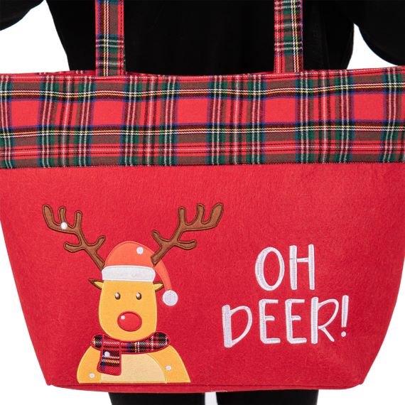Oh Deer Letter Reindeer Christmas Tote Bag
