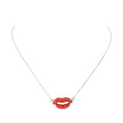 Rhinestone Embellished Lips Pendant Necklace