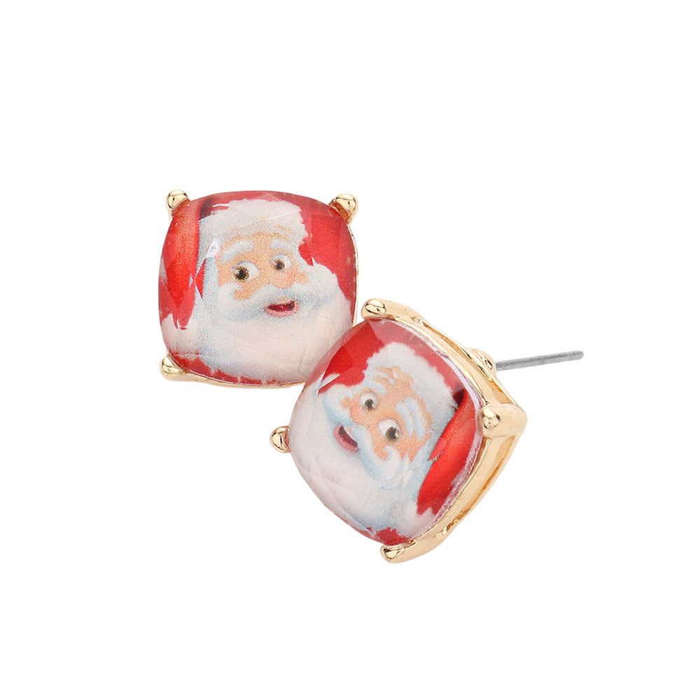 Santa Claus Cushion Square Stud Earrings