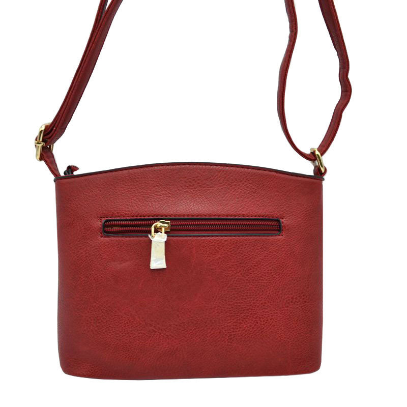 Zipper Detail Women's Crossbody Soft Faux Leather Bag