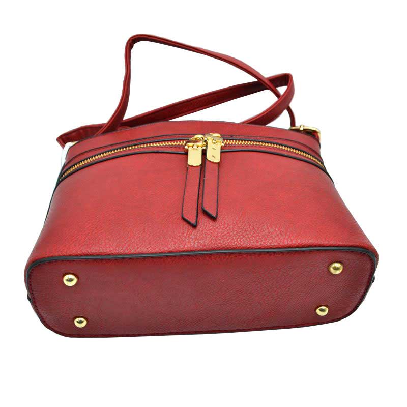 Zipper Detail Women's Crossbody Soft Faux Leather Bag