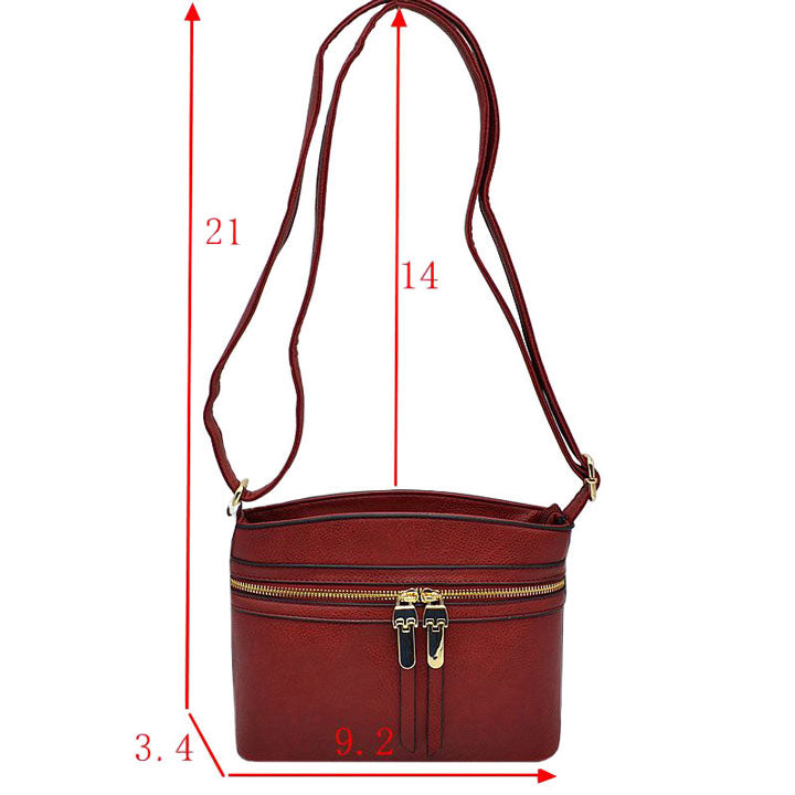 Zipper Detail Women's Crossbody Soft Faux Leather Bag