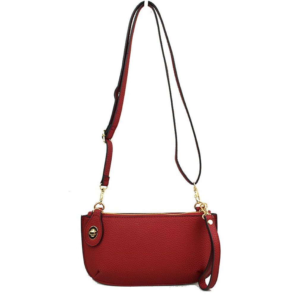 Pebbled Crossbody Clutch Bag with Removable Straps