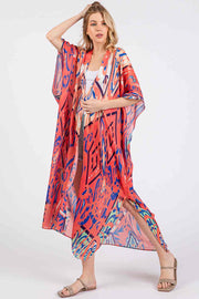 Boho Style Print Open Front Long Summer Kimono