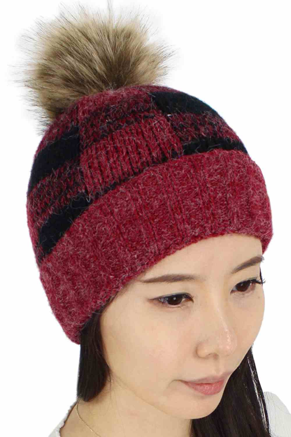Buffalo Check Pattern Knit Hat
