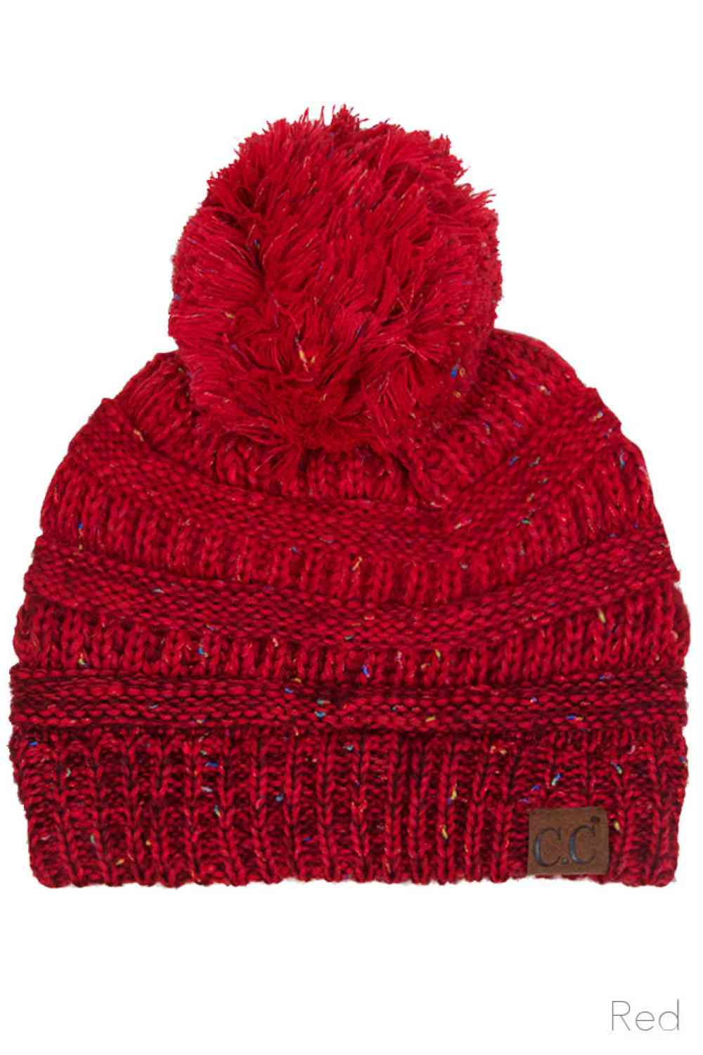 C.C Confetti Knit Beanie with Pom