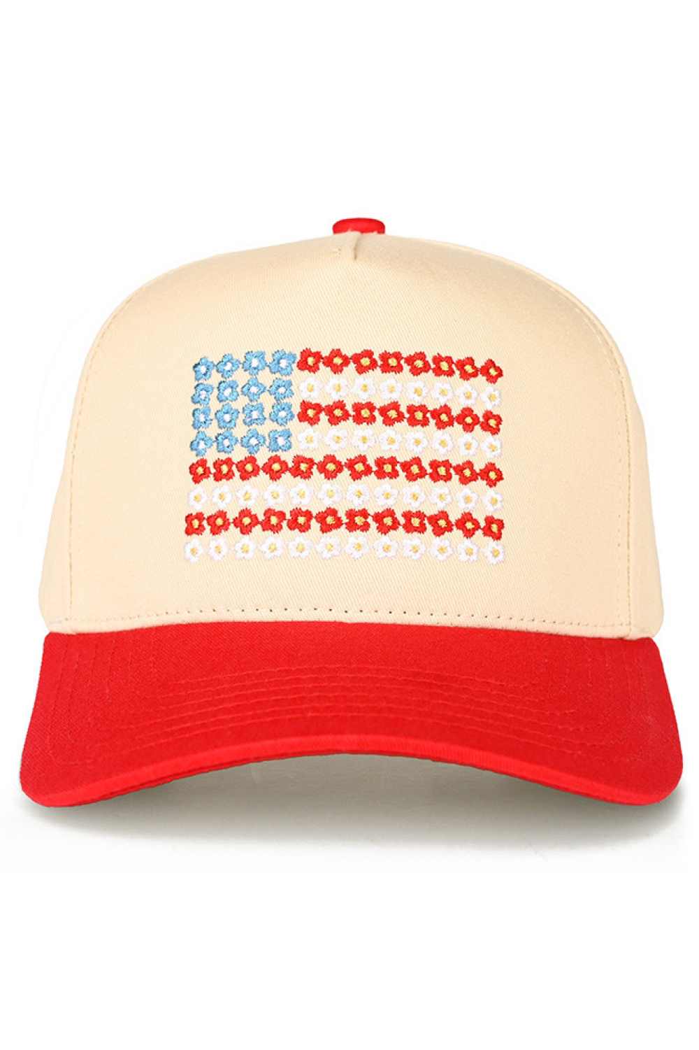 C.C Daisy Flower Pattern USA Flag Trucker Cap
