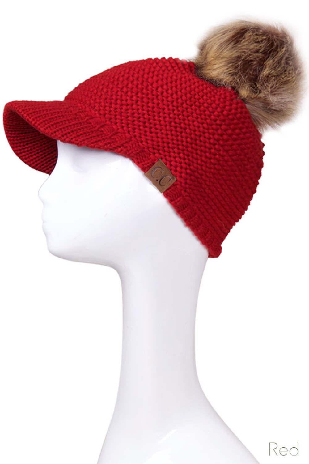 C.C Knit Brim Beanie With Pom